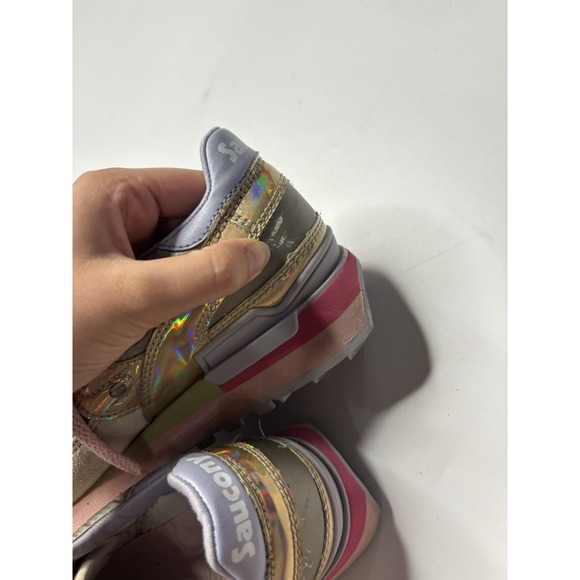 Saucony Women's 8 EU 39 Chunky Runners Sneakers Shadow Original Pink/Gold/Suede - Picture 4 of 10